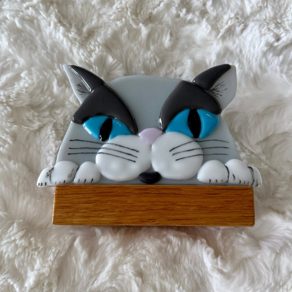 Artisan Handmade Fused Glass Cat Napkin Holder